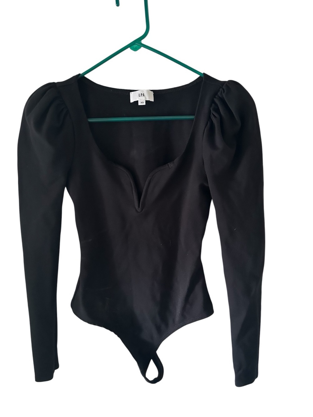 LPA Black Long-Sleeve Scoop V  Women’s Bodysuit